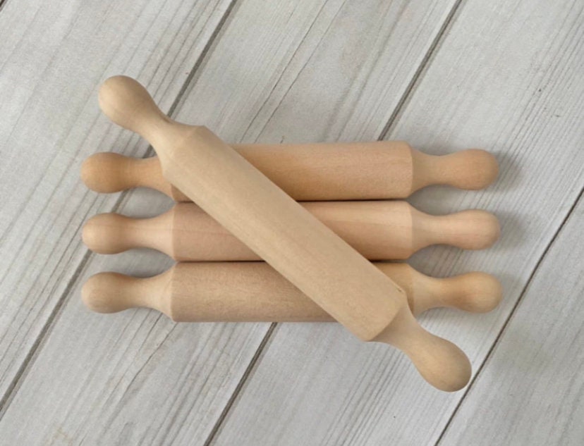 Mini Rolling Pin, play dough wooden kids craft, playdough add on, 6 inch small rolling pin for children