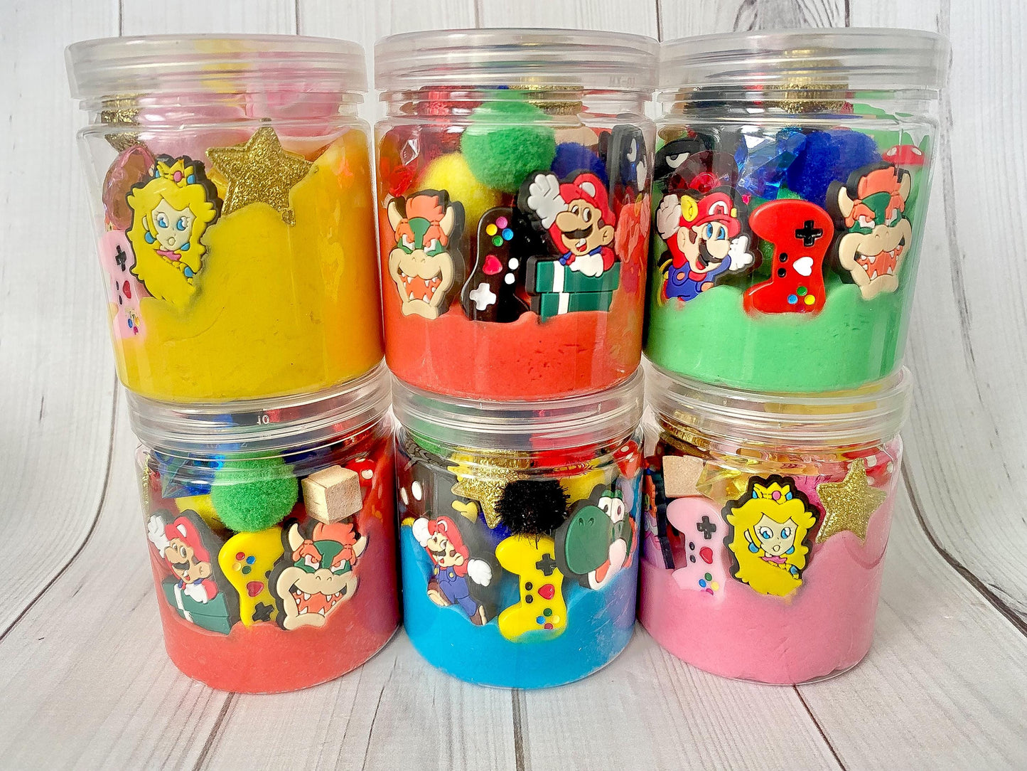 Play dough jars, homemade playdoh, playdough party favors goodie bag boy girl birthday present sensory slime, activity kids pretend play kit